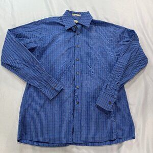 Michael Kors Blue Plaid Button Down Shirt Lot N